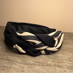 Black and Cream Braided Headband